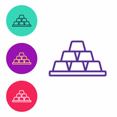 Set line Gold bars icon isolated on white background. Banking business concept. Set icons colorful. Vector