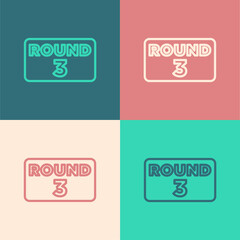Pop art line Boxing ring board icon isolated on color background. Vector