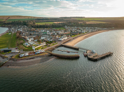 Cromarty Town in Scotland Aerial View