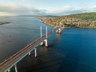 Fototapeta na wymiar Bridge Spanning From North Kessock to Inverness Over the Beauly Firth Inverness