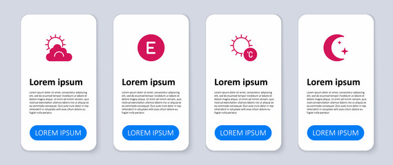 Set Moon and stars, Sun, Compass west and cloud weather. Business infographic template. Vector