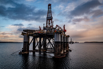 Oil and Gas Drilling Platform Dusk
