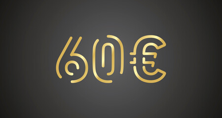 60 Euro internet website promotion sale offer big sale and super sale coupon code golden 60 Euro discount gift voucher coupon vector illustration
