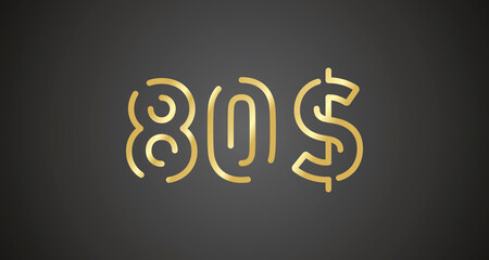 80$ internet website promotion sale offer big sale and super sale coupon code dollar golden 80$ discount gift voucher coupon vector illustration