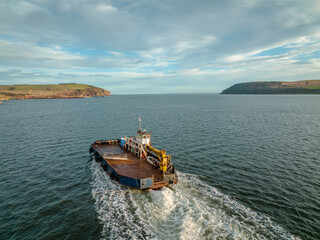 Commercial Boat at Sea Aerial View