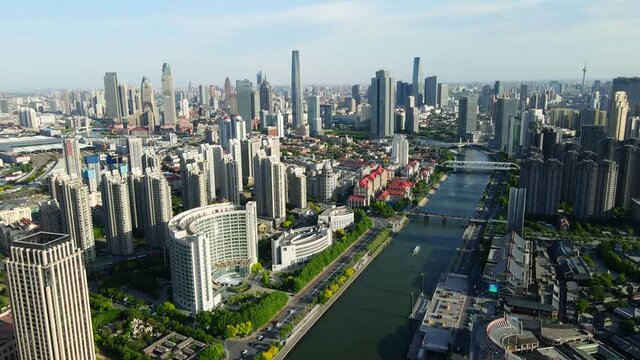aerial photography tianjin city skyline