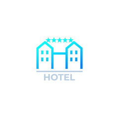 Hotel icon on white, vector