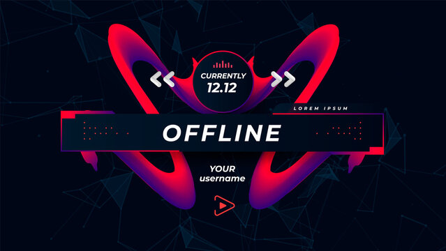 Offline Screen Video Game Streaming. Games Show Channel Page. Futuristic Interface. Vector Illustration.