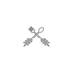 Rice food, wheat, spoon, fork. Vector logo icon template