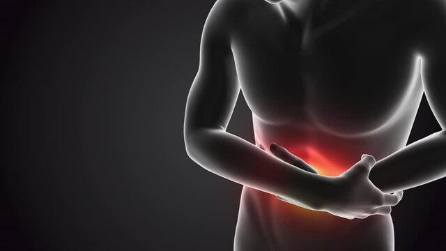 Human having pain in abdomen