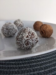 chocolate candies truffle with coconat