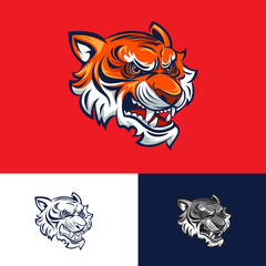 Tiger Head Mascot Logo Classic Style Orange Color This logo is very suitable for teams, communities, groups, sports, basketball, soccer, rugby, and also for clothes, t-shirts, jackets