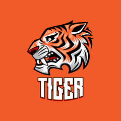 Tiger Head Side View E-Sport Mascot Logo Illustration This logo is very suitable for teams, communities, groups, sports, basketball, soccer, rugby, and also for clothes, t-shirts, jackets