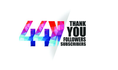 44K, 44.000 followers, subscribers design for internet, social media, anniversary and celebration achievement-vector