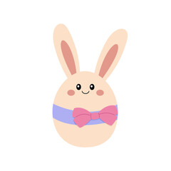 Easter egg with ears vector illustration. Smiling muzzle.