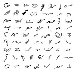 Vector set of hand-drawn arrows, elements for presentation	