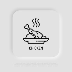 Grilled chicken thin line icon. Modern vector illustration.