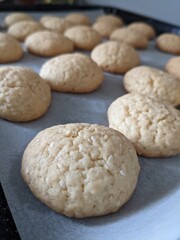 sesame cookies on a baking tray