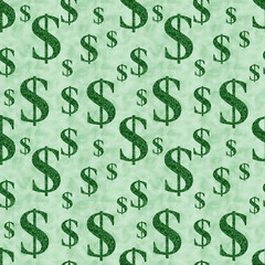 Green Dollar Sign on seamless background
