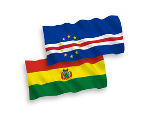 Flags of Republic of Cabo Verde and Bolivia on a white background