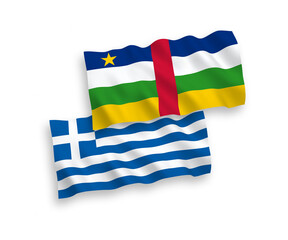 Flags of Greece and Central African Republic on a white background