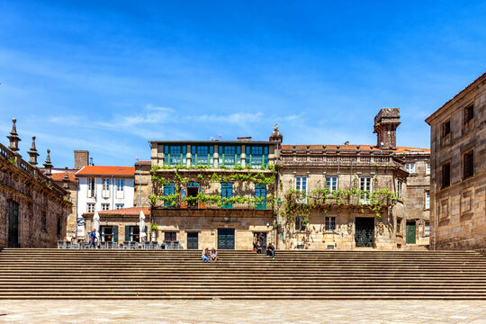 Plaza de Quintana y casa de la parra en Santiago de Compostela, Galicia, Espa&ntilde;a