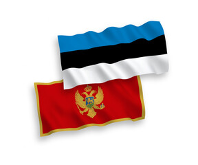 Naklejka premium Flags of Montenegro and Estonia on a white background