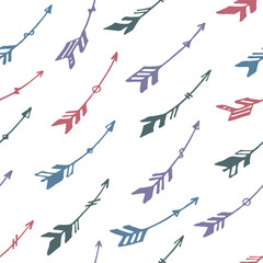 Cute boho arrows vector seamless pattern. Ethnic navajo design. Tribal indian motif. Valentine
