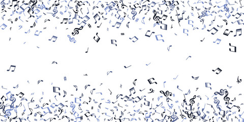 Music notes flying vector illustration. Melody