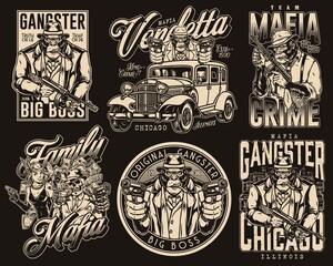 Gorilla mafia vintage badge set