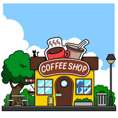 Coffee shop vector cartoon style 
