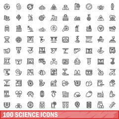 Fototapeta na wymiar 100 science icons set, outline style