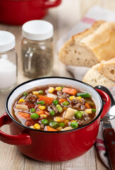 Bowl of vegetable beef soup