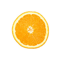 Round slice of fresh orange isolated on a white background