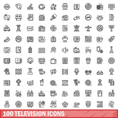 Obraz na płótnie Canvas 100 television icons set, outline style