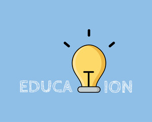 Education concept. Yellow bulb with text