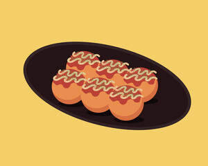 takoyaki, octopus balls, japanese food cartoon vector style for your design.