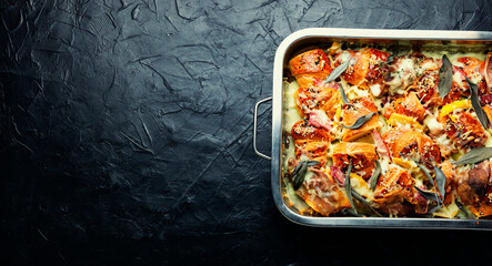 Croissants baked with cheese and meat.