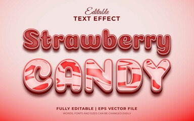 Pink 3d editable strawberry candy text effect