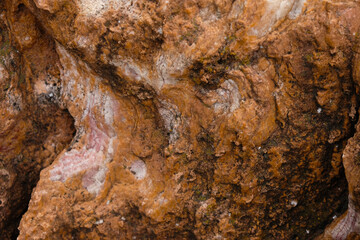 Mineral stone texture. Raw stone with iron. 