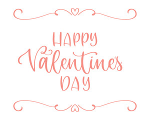 Fototapeta na wymiar Happy Valentines day typography. Hand drawn Valentines day lettering. Romantic poster with dividers. Romantic greeting card. Vector