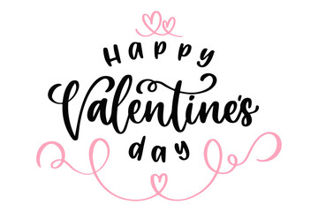Valentines day lettering. Hand drawn Valentines day lettering. Greeting text February 14th. Romantic text
