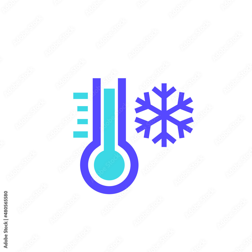 Sticker low temperature icon on white