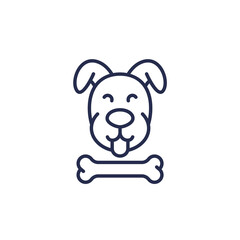 happy dog and bone line icon