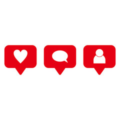 Fototapeta premium Social media notifications icons. Like, comment, follow icon. Vector illustration symbol