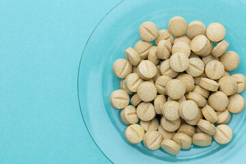 Homeopathic pill supplement. Alternative Medicine. Vitamin capsules.