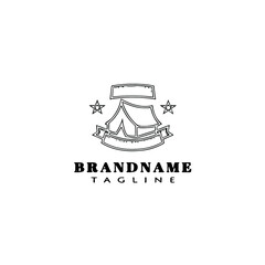 tent camping logo cartoon icon design template black isolated vector illustration