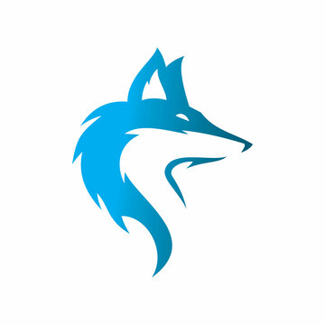 Blue Wolf Color Shape Logo Design