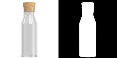 3D rendering illustration of a glass caraffe with a cork top