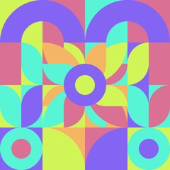 Trendy bauhaus pattern background. Abstract geometric bauhaus background for web banner, business presentation, branding package, fabric print, wallpaper, etc.